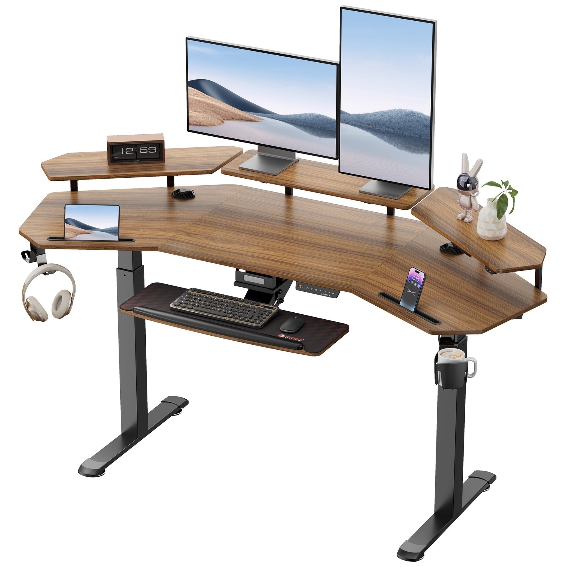 Aero Pro, 72x23 Wing Shaped Standing Desk with Accessories Set