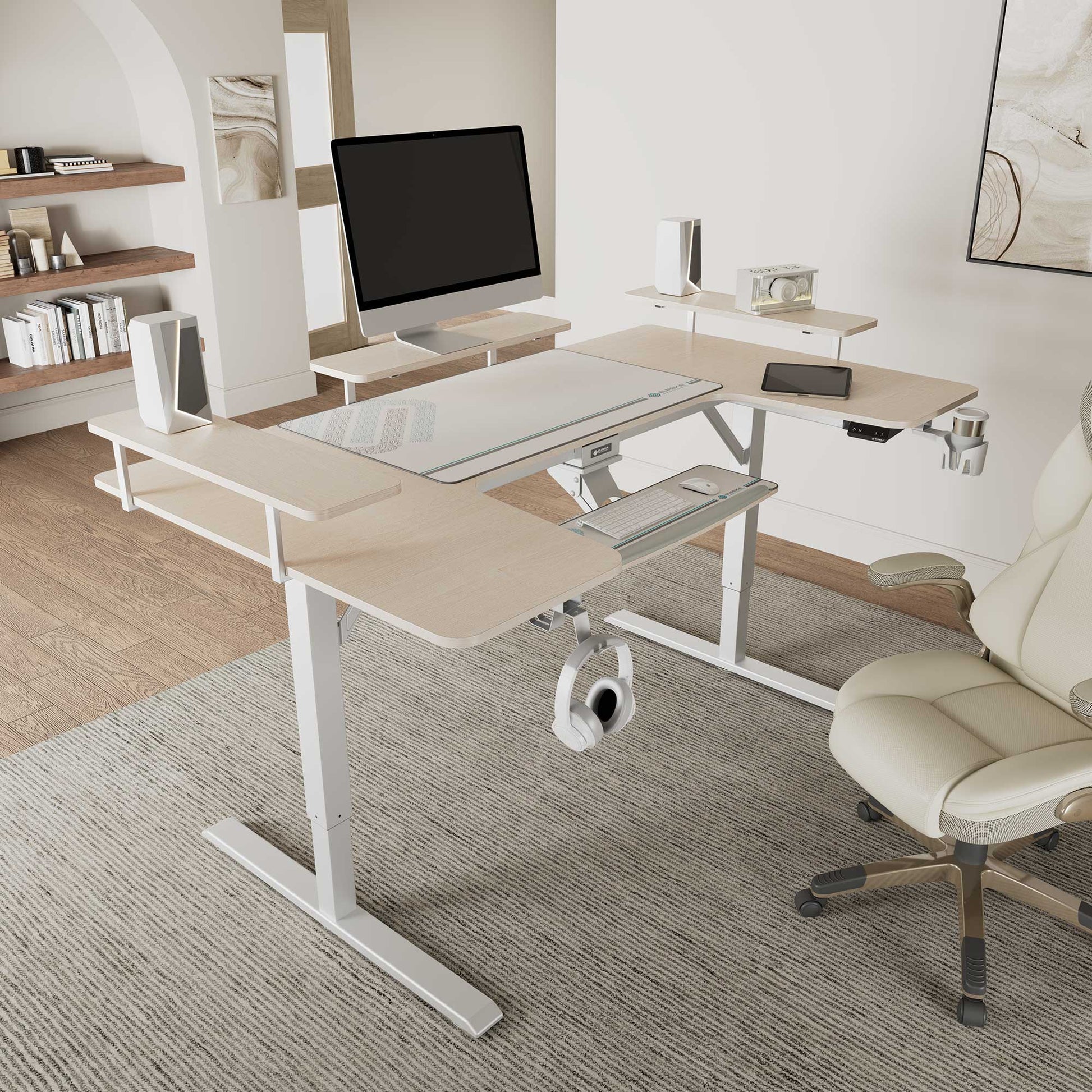 74x23 U-Shaped Standing Desk with Accessories Set