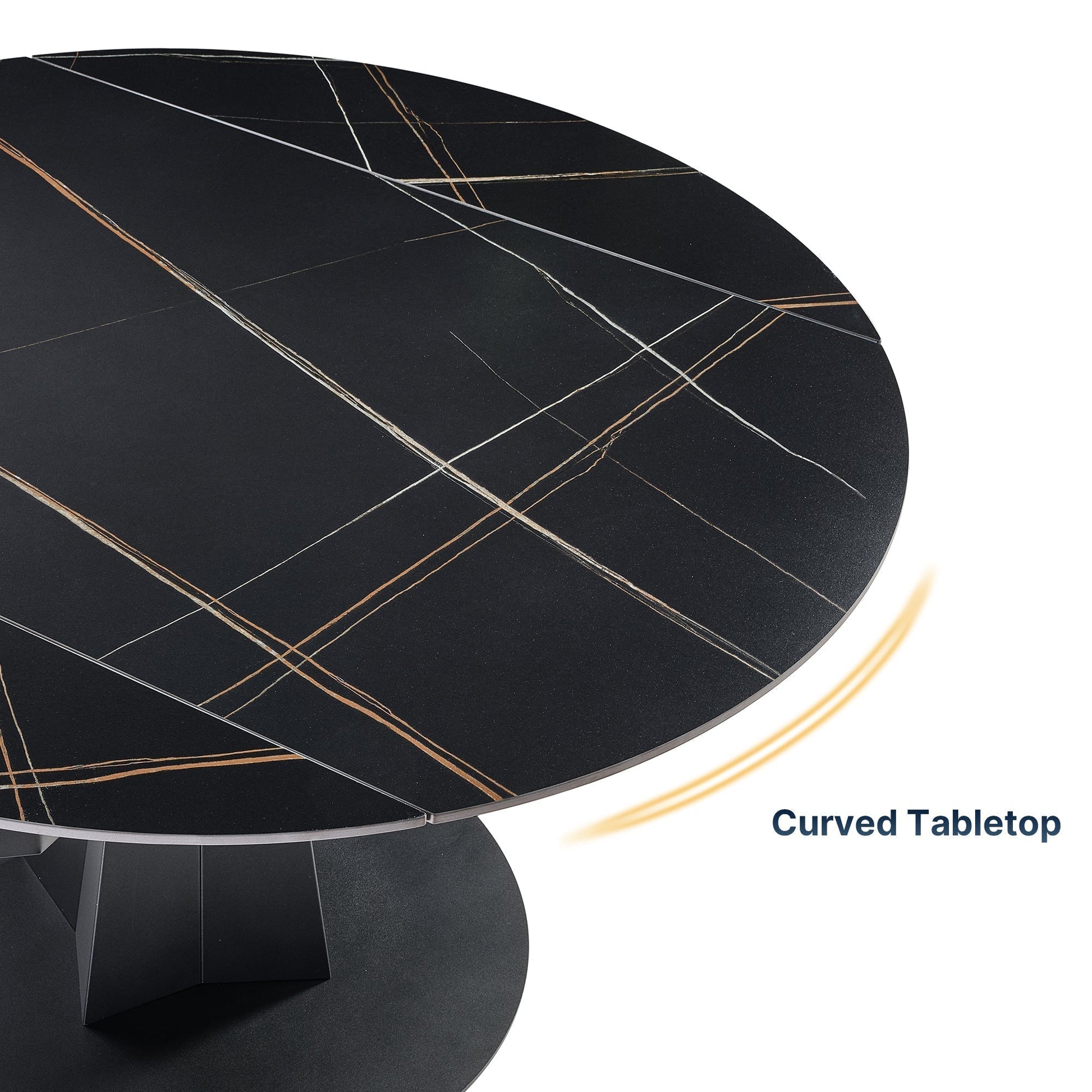 53" Round Extending Dining Table with Black Base