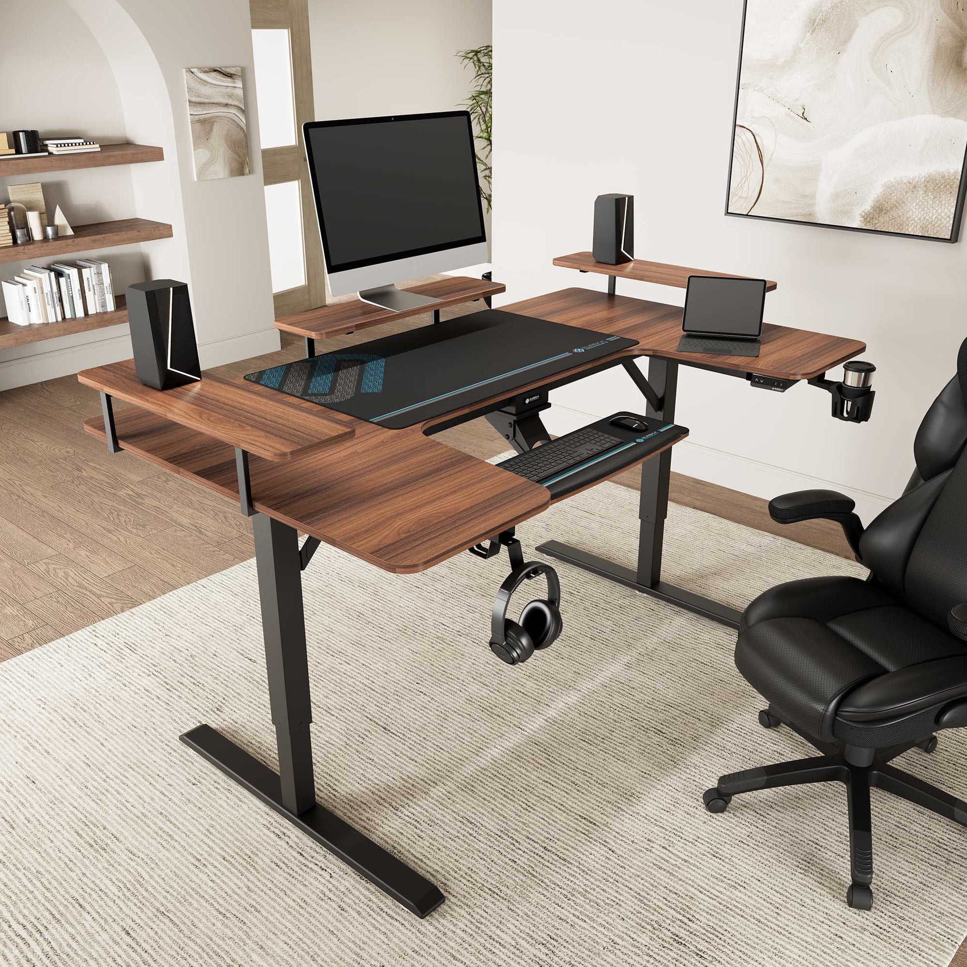 74x23 U-Shaped Standing Desk with Accessories Set
