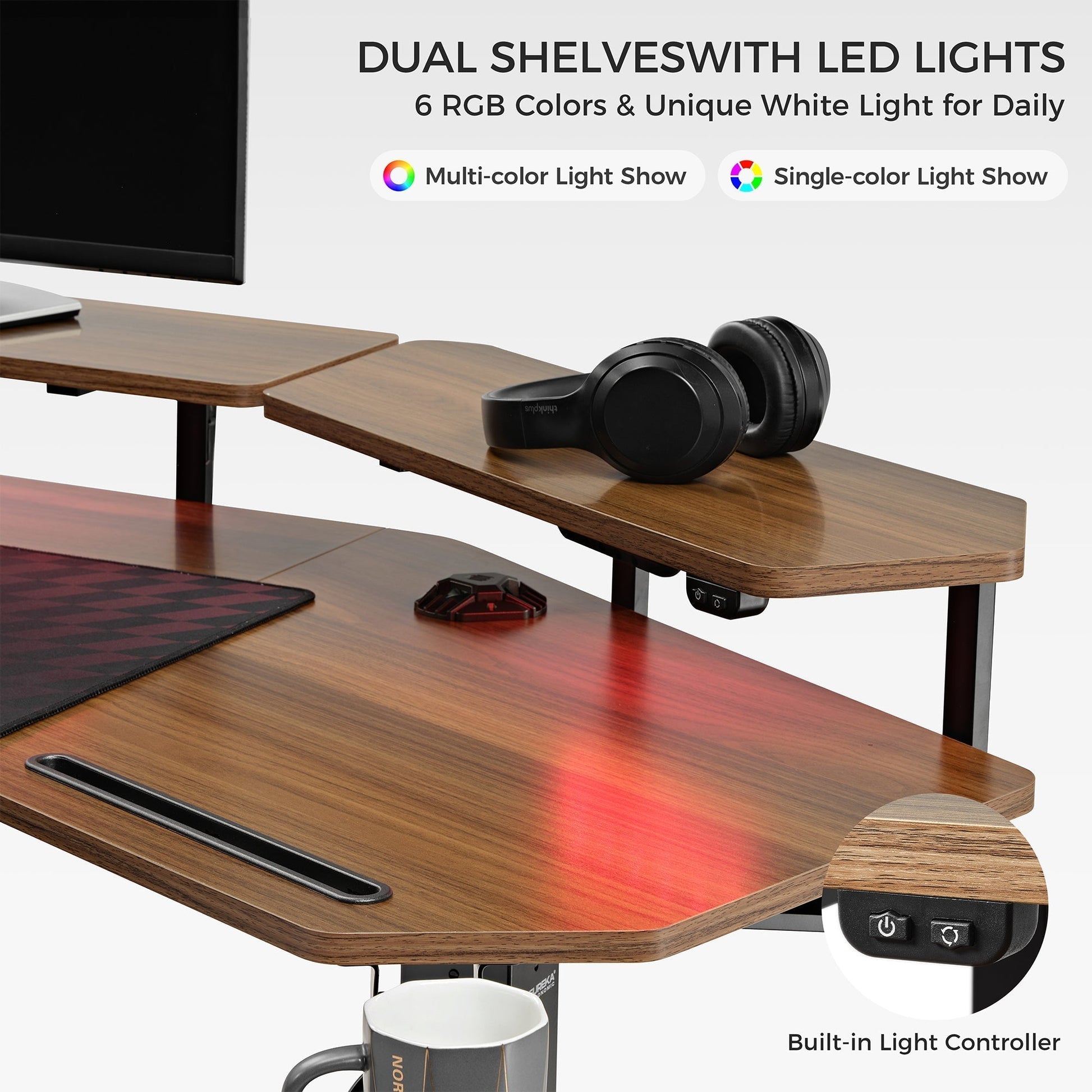 Aero Pro, 72x23 Wing Shaped Standing Desk with Accessories Set