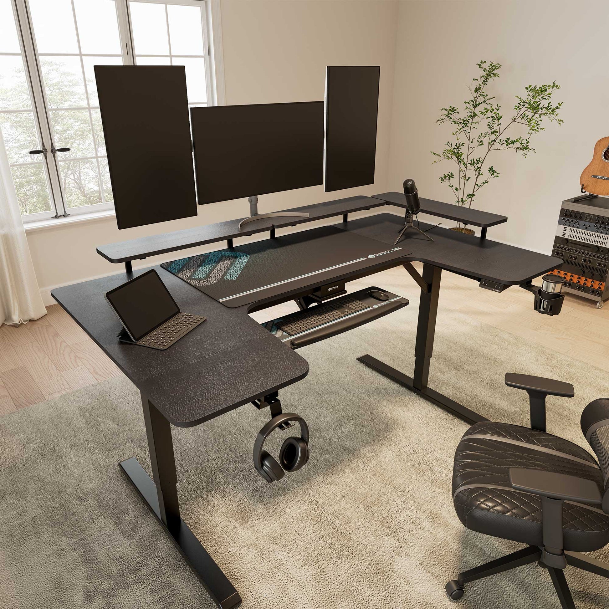 74x23 U-Shaped Standing Desk with Accessories Set