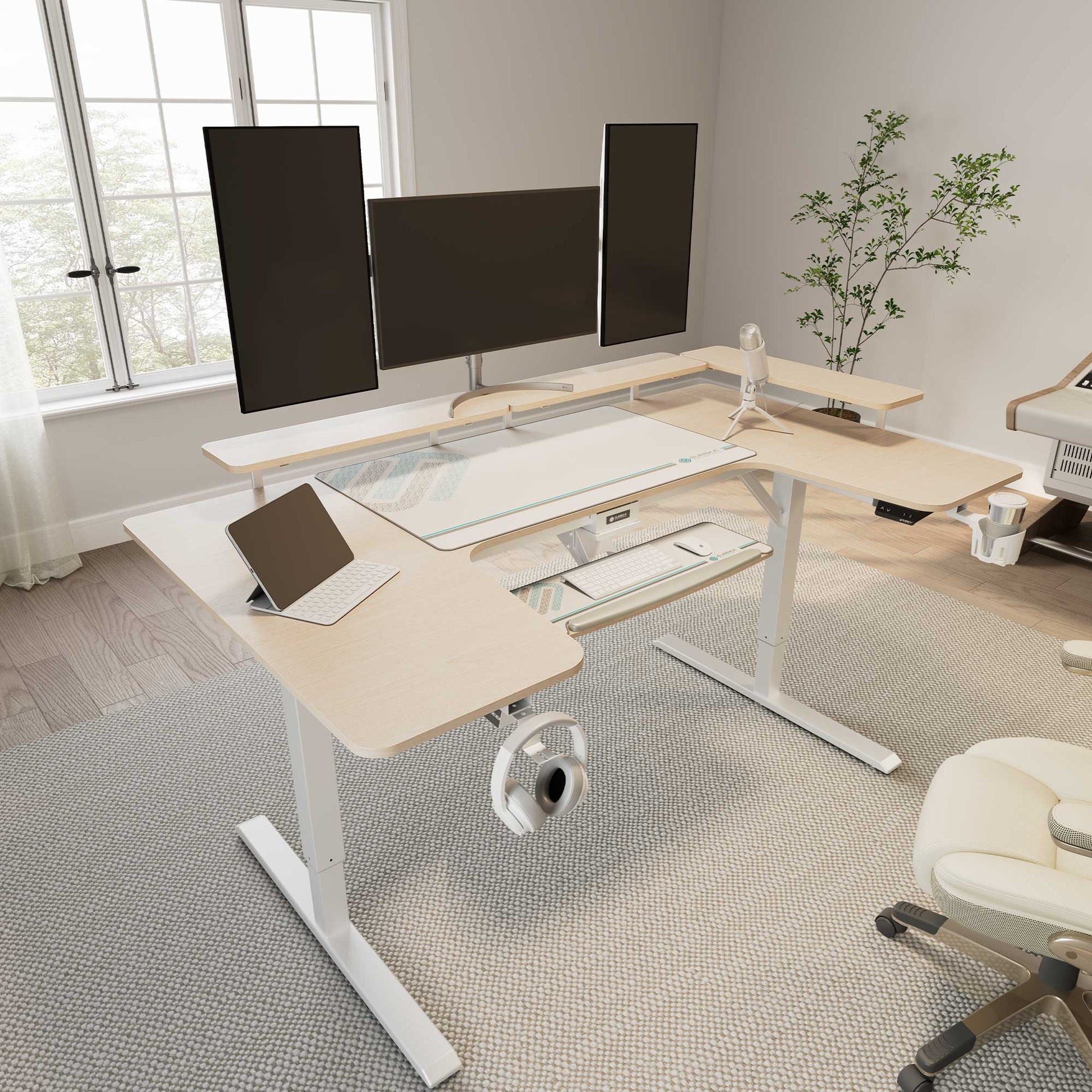 74x23 U-Shaped Standing Desk with Accessories Set