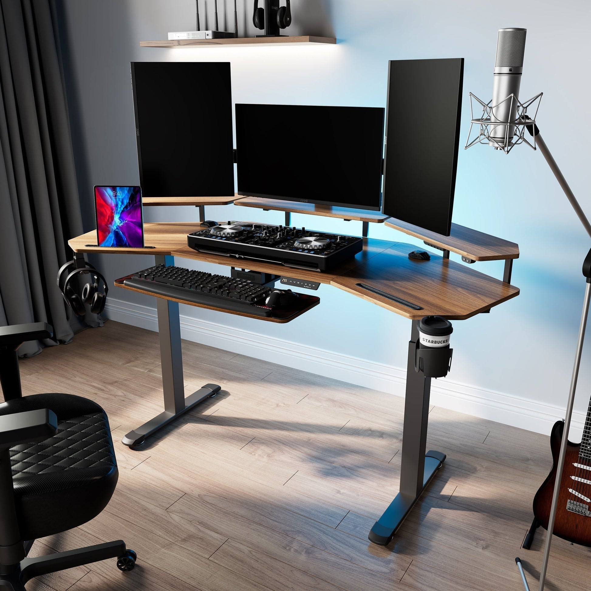 Aero Pro, 72x23 Wing Shaped Standing Desk with Accessories Set