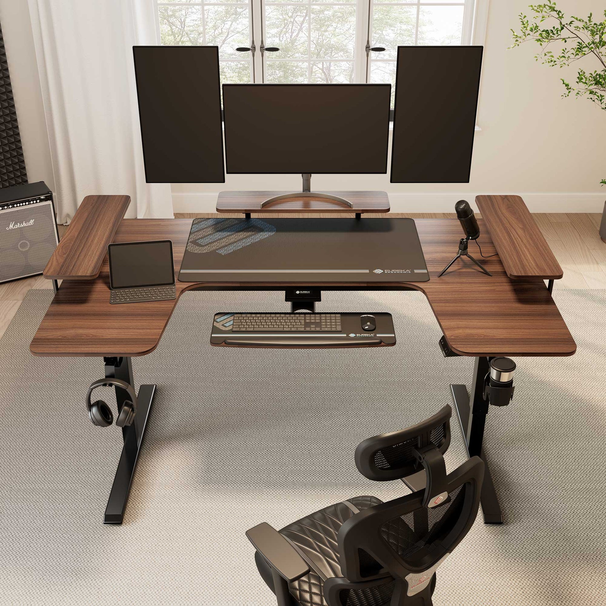 74x23 U-Shaped Standing Desk with Accessories Set