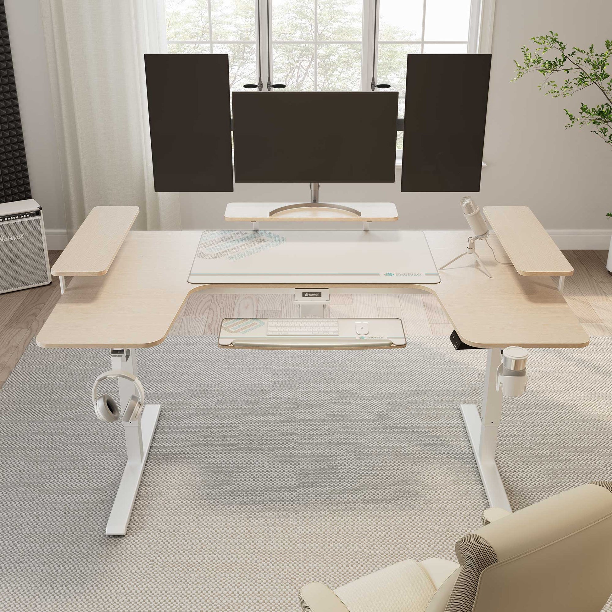74x23 U-Shaped Standing Desk with Accessories Set