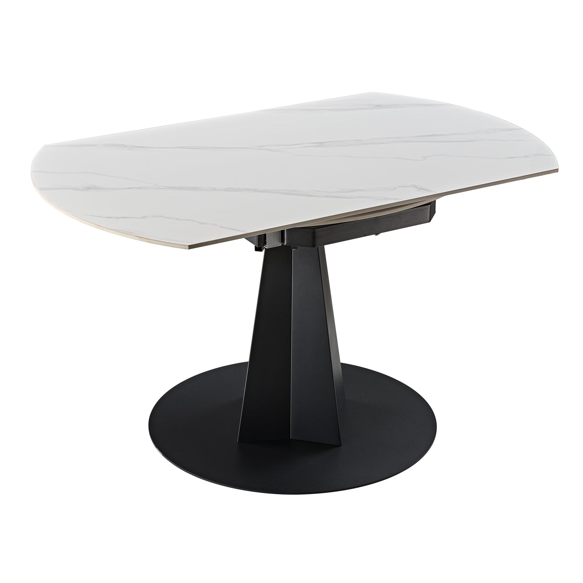 53" Round Extending Dining Table with Black Base