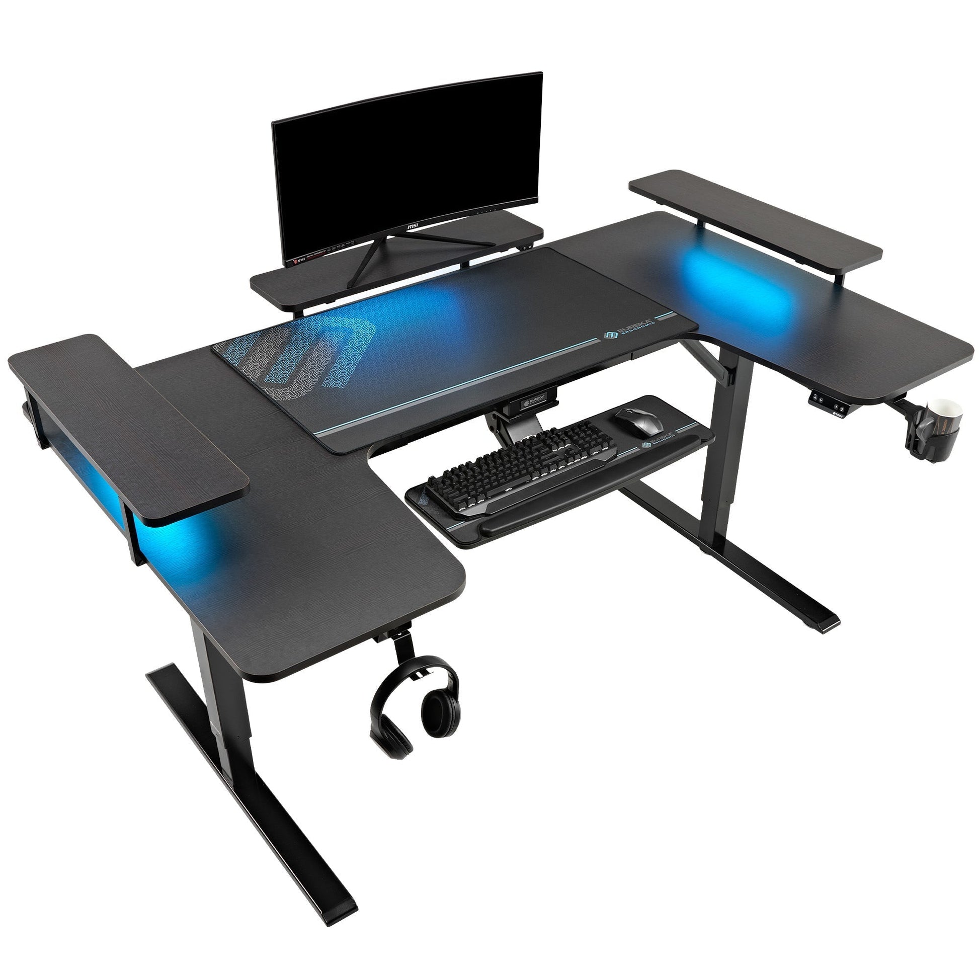 74x23 U-Shaped Standing Desk with Accessories Set