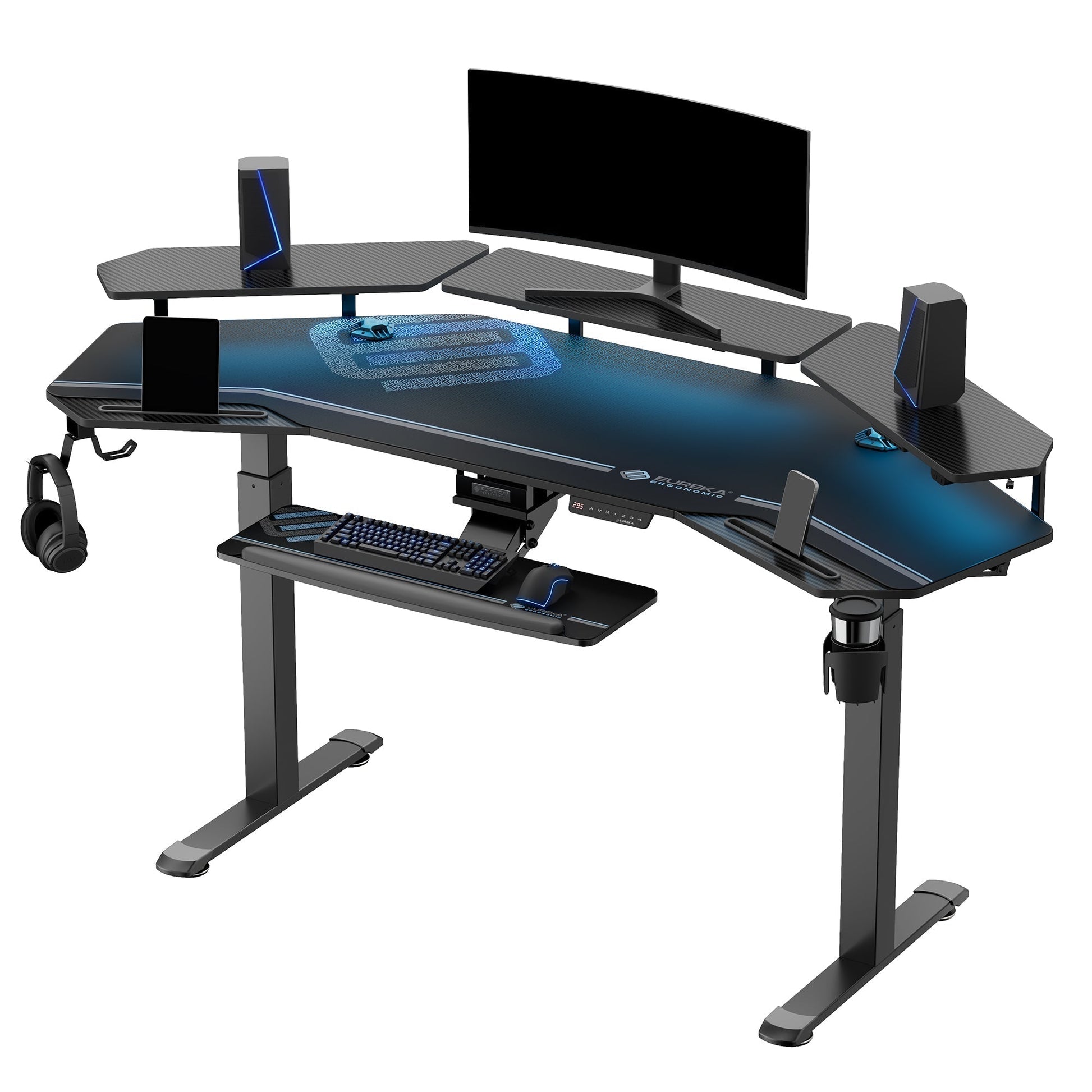 Aero Pro, 72x23 Wing Shaped Standing Desk with Accessories Set