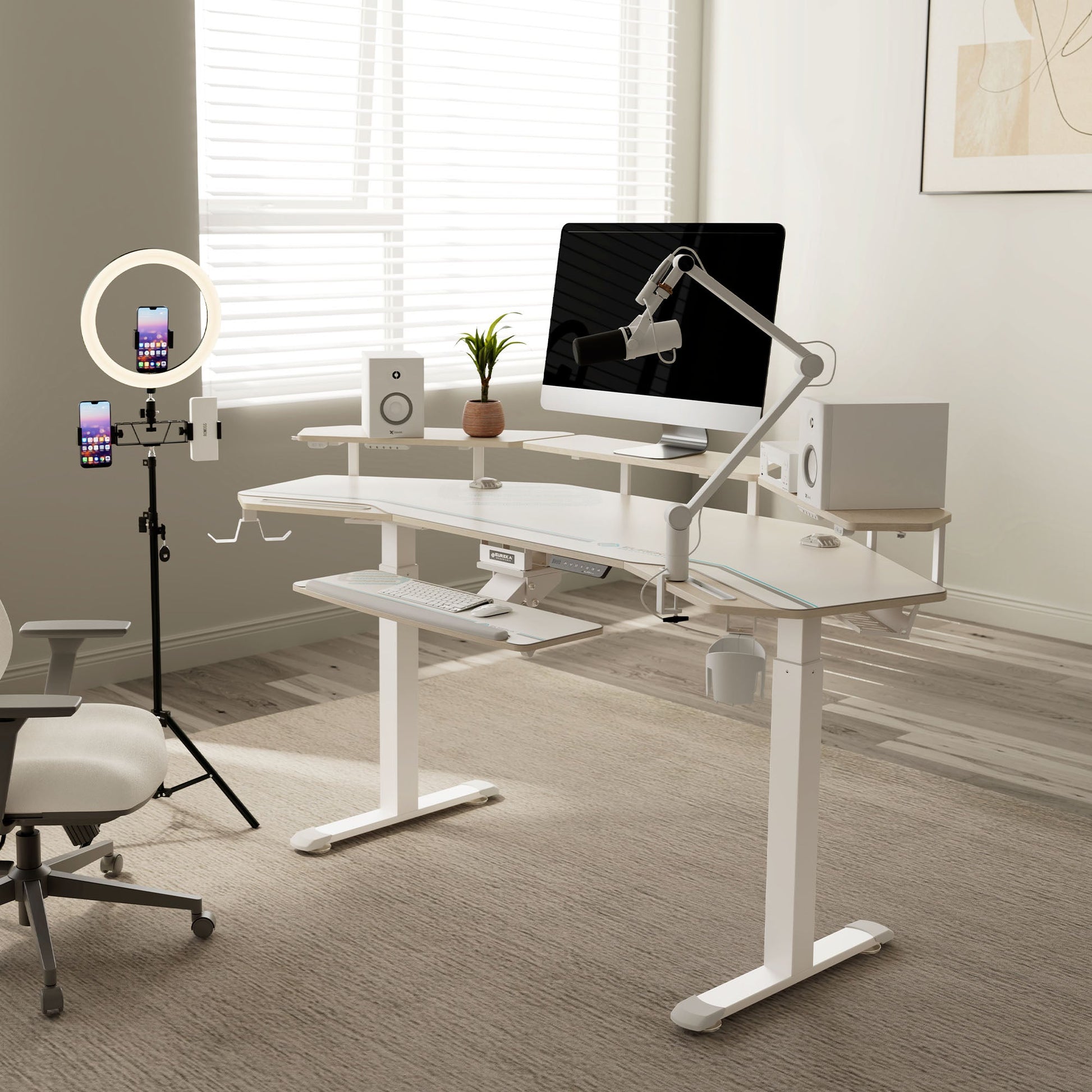 Aero Pro, 72x23 Wing Shaped Standing Desk with Accessories Set
