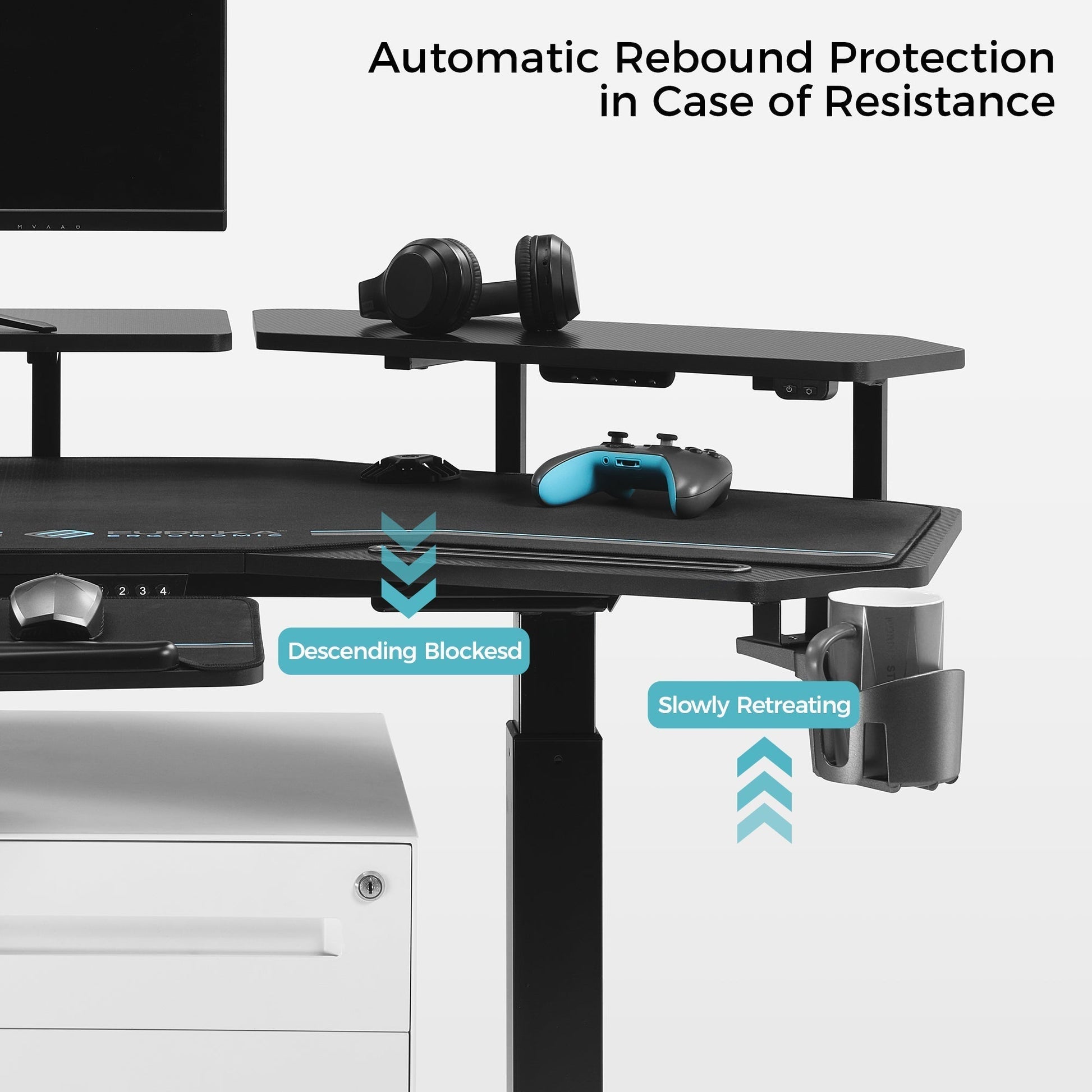 Aero Pro, 72x23 Wing Shaped Standing Desk with Accessories Set