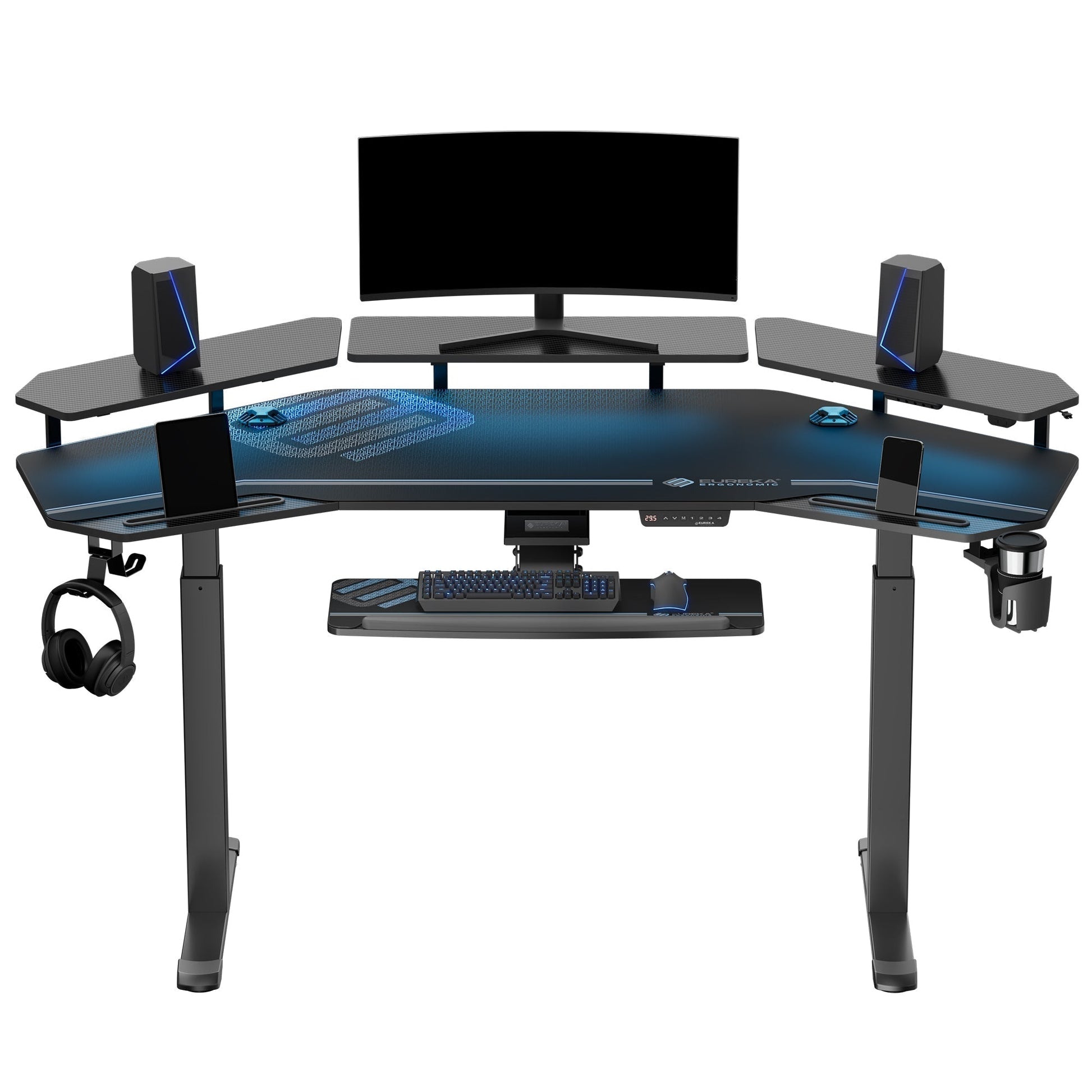 Aero Pro, 72x23 Wing Shaped Standing Desk with Accessories Set
