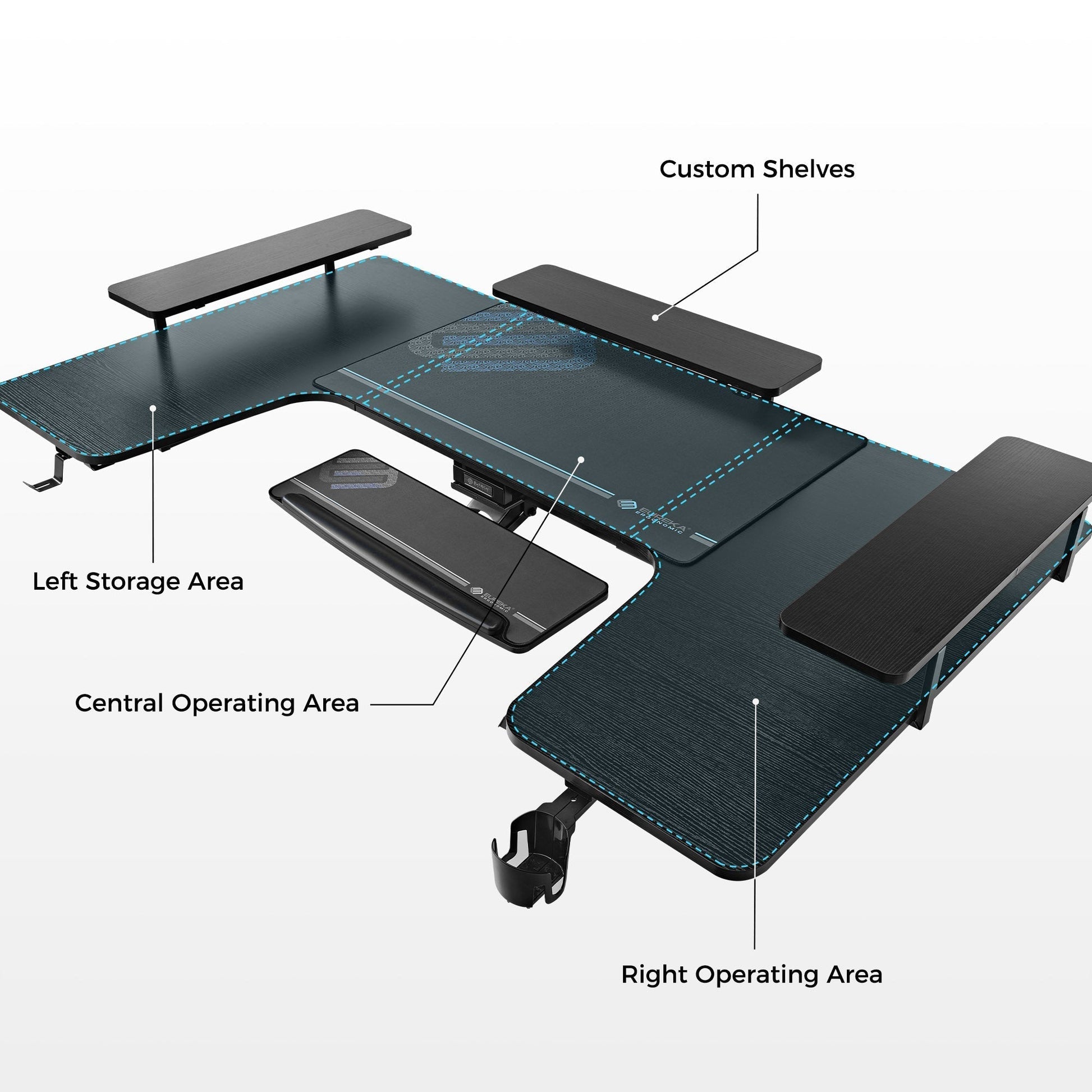 74x23 U-Shaped Standing Desk with Accessories Set
