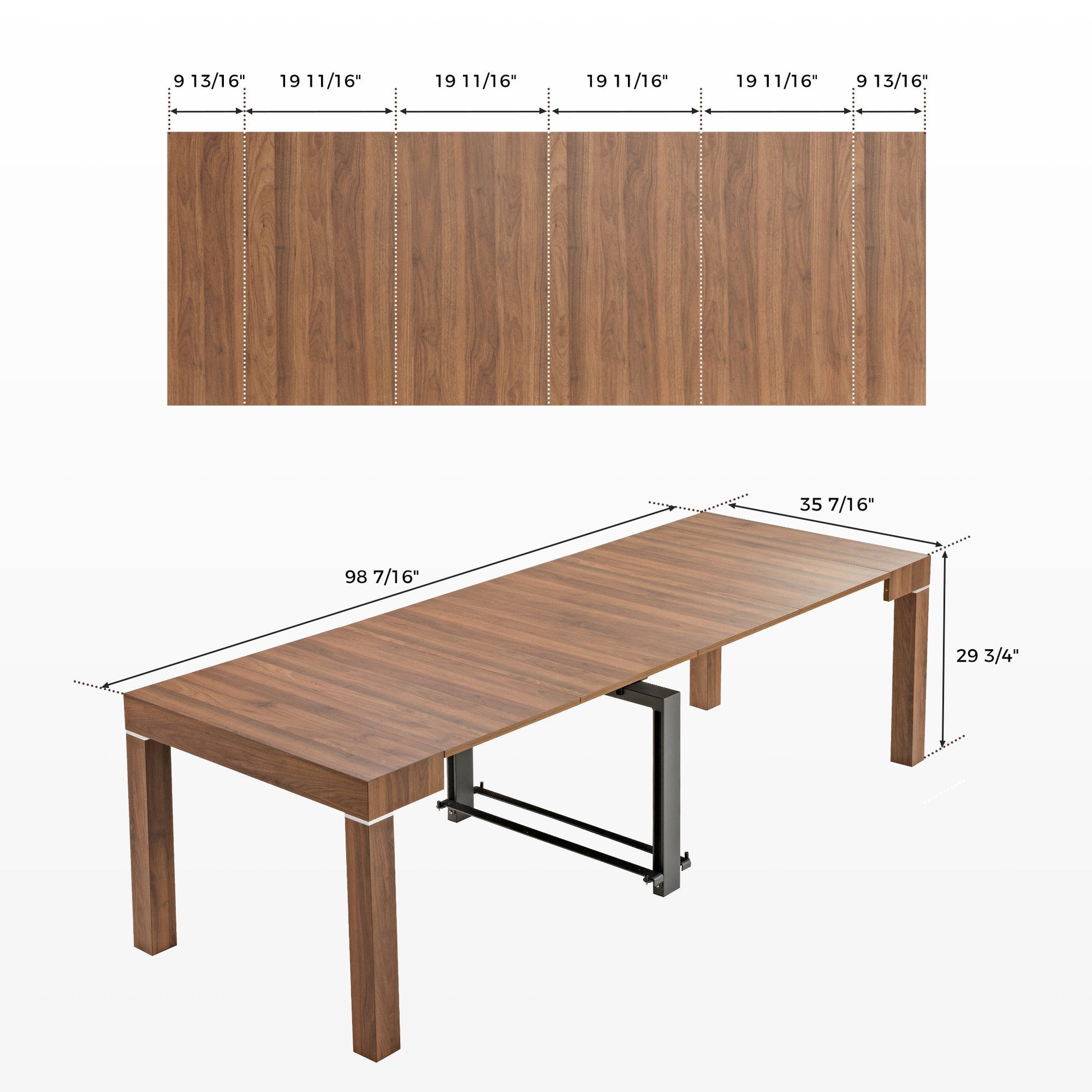 98" Extendable Dining Table with Four Movable Boards