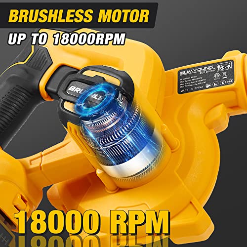 Cordless Leaf Blower for Dewalt 20V Max Battery,Electric Jobsite Air Blower with Brushless Motor,6 Variable Speed Up to 180MPH,2-in-1 Handle Electric Blower and Vacuum Cleaner(Battery Not Included)