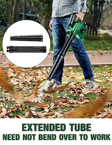 KIMO Cordless Leaf Blower & Vacuum with 2 X 2.0 Battery & Charger, 2-IN-1 20V Leaf Blower Cordless, 150CFM Lightweight Mini Cordless Leaf Vacuum, Handheld Electric Blowers for Lawn Care /Dust/Pet Hair
