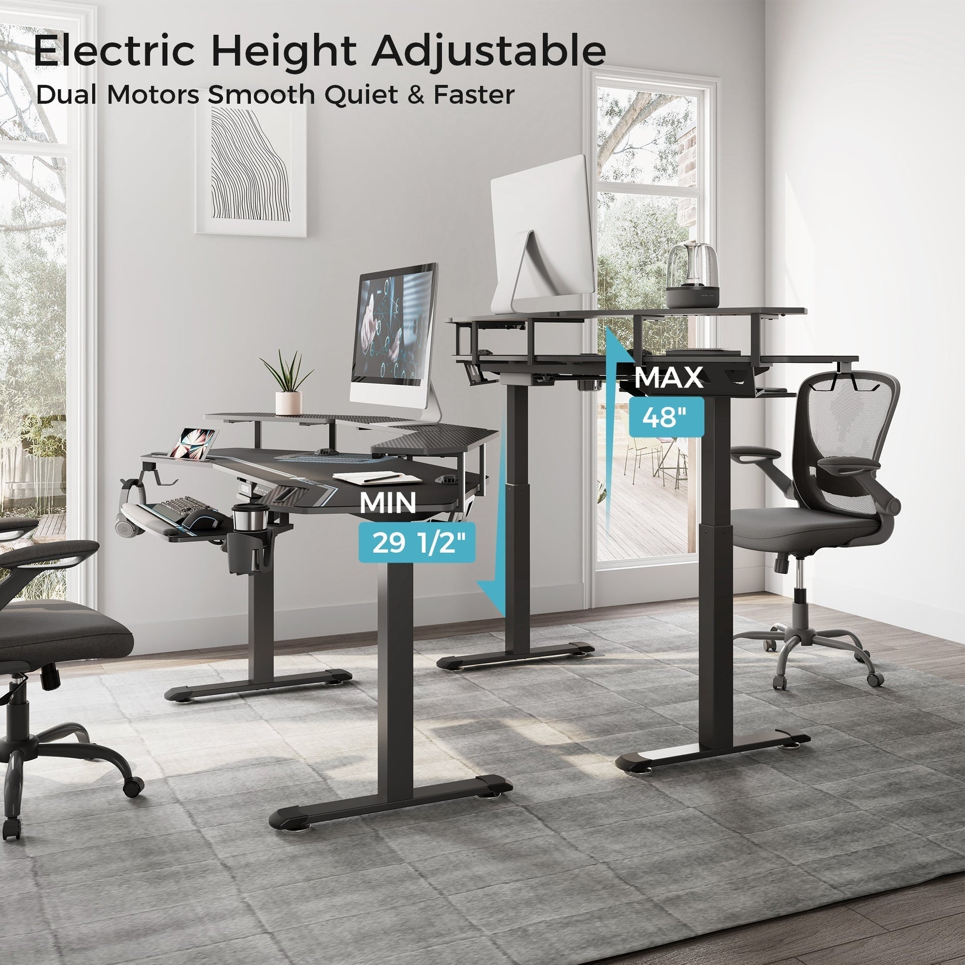 Aero Pro, 72x23 Wing Shaped Standing Desk with Accessories Set