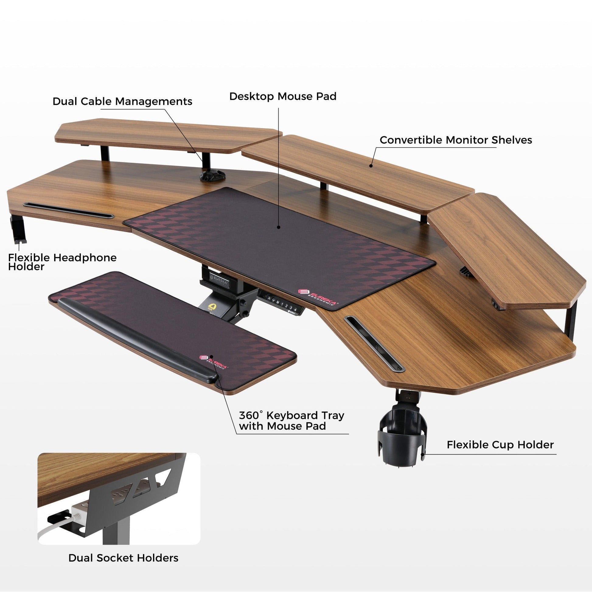 Aero Pro, 72x23 Wing Shaped Standing Desk with Accessories Set