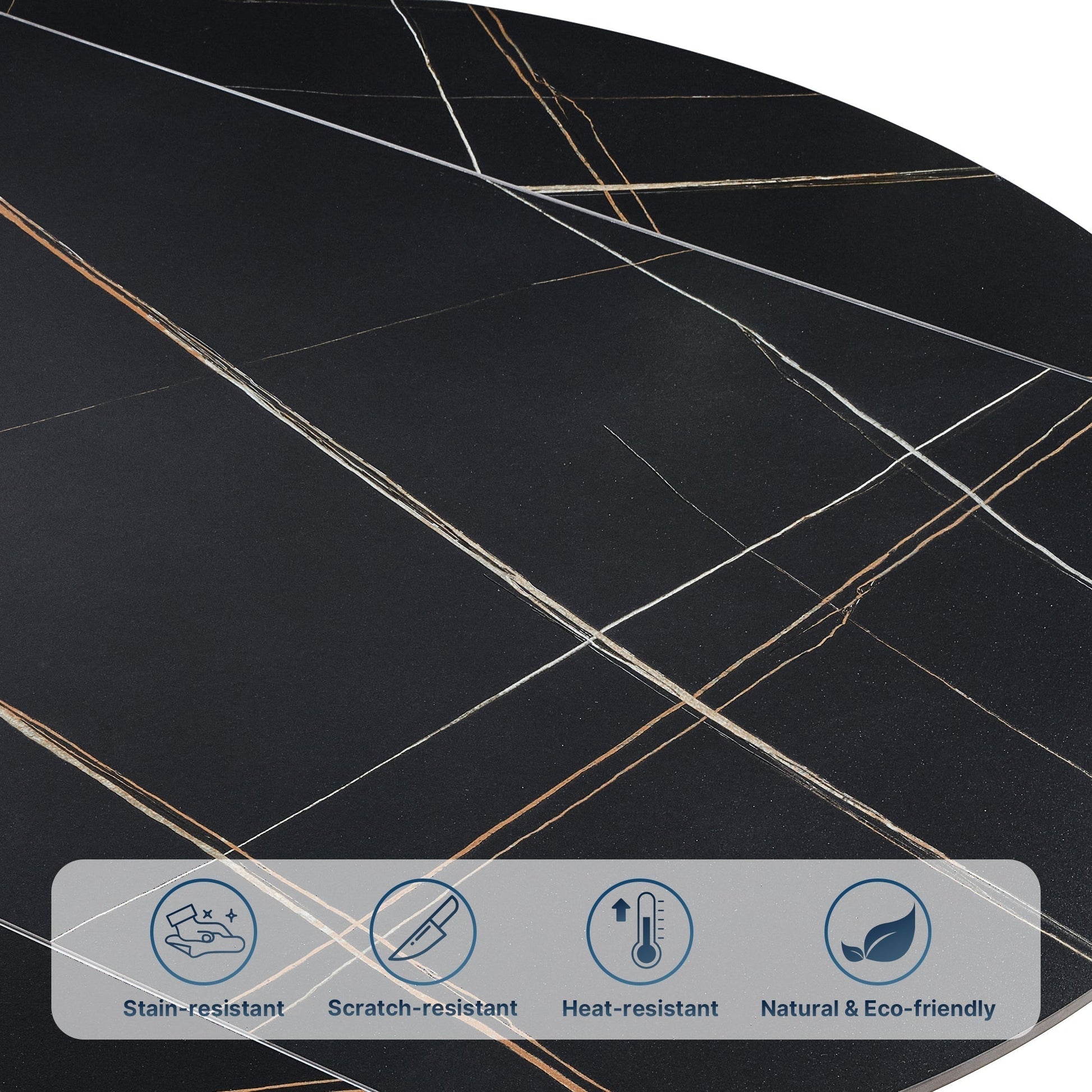 53" Round Extending Dining Table with Black Base