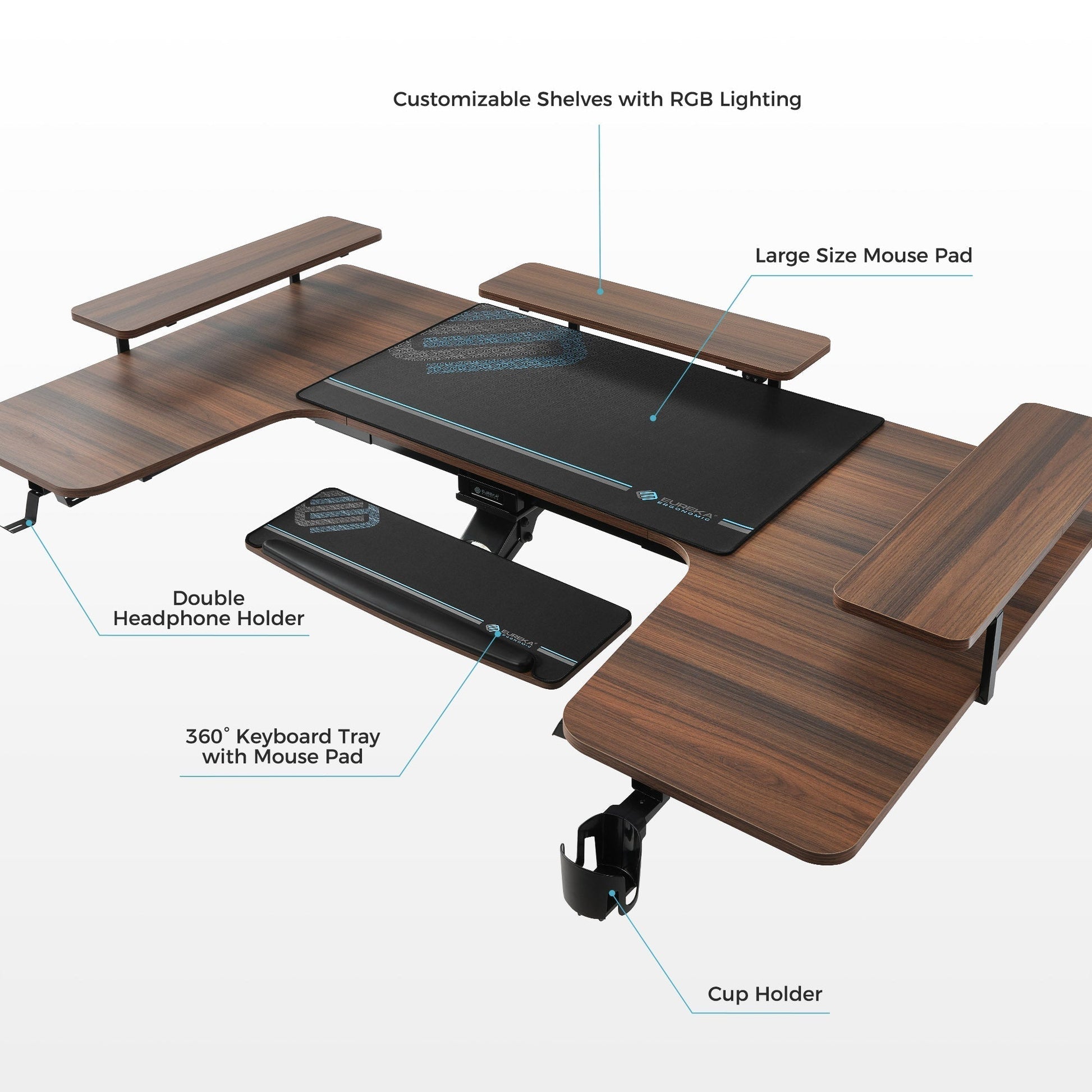 74x23 U-Shaped Standing Desk with Accessories Set