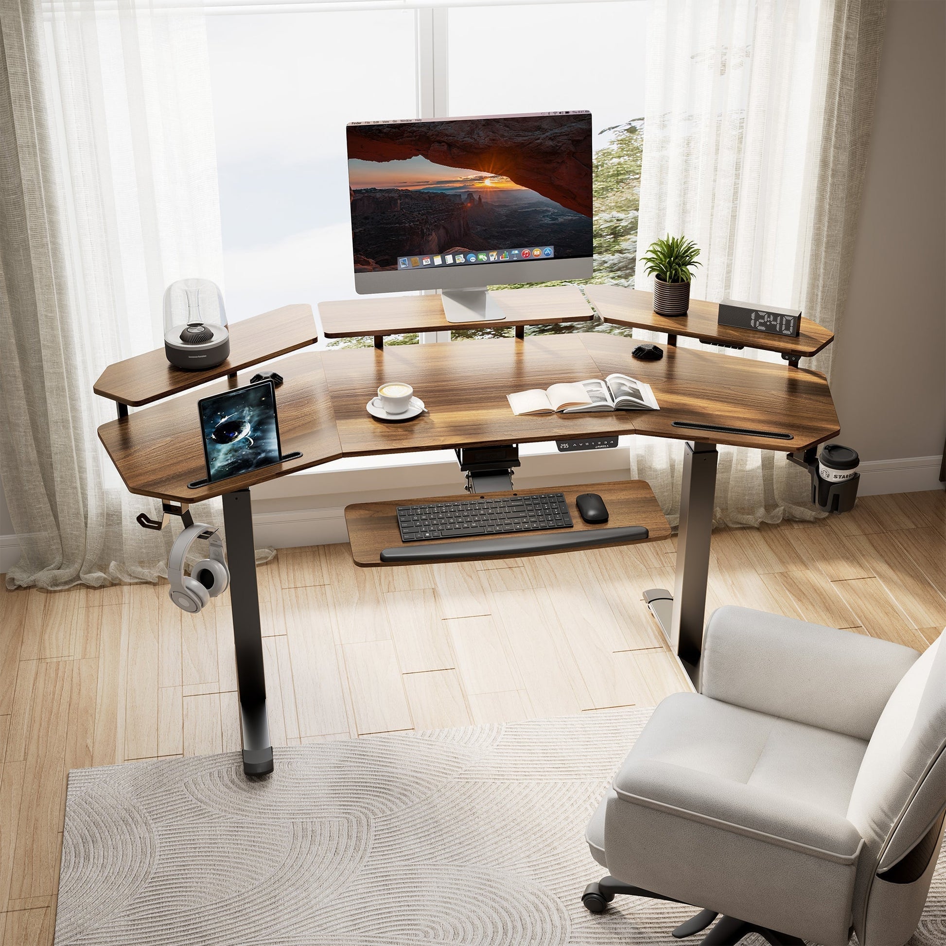 Aero Pro, 72x23 Wing Shaped Standing Desk with Accessories Set