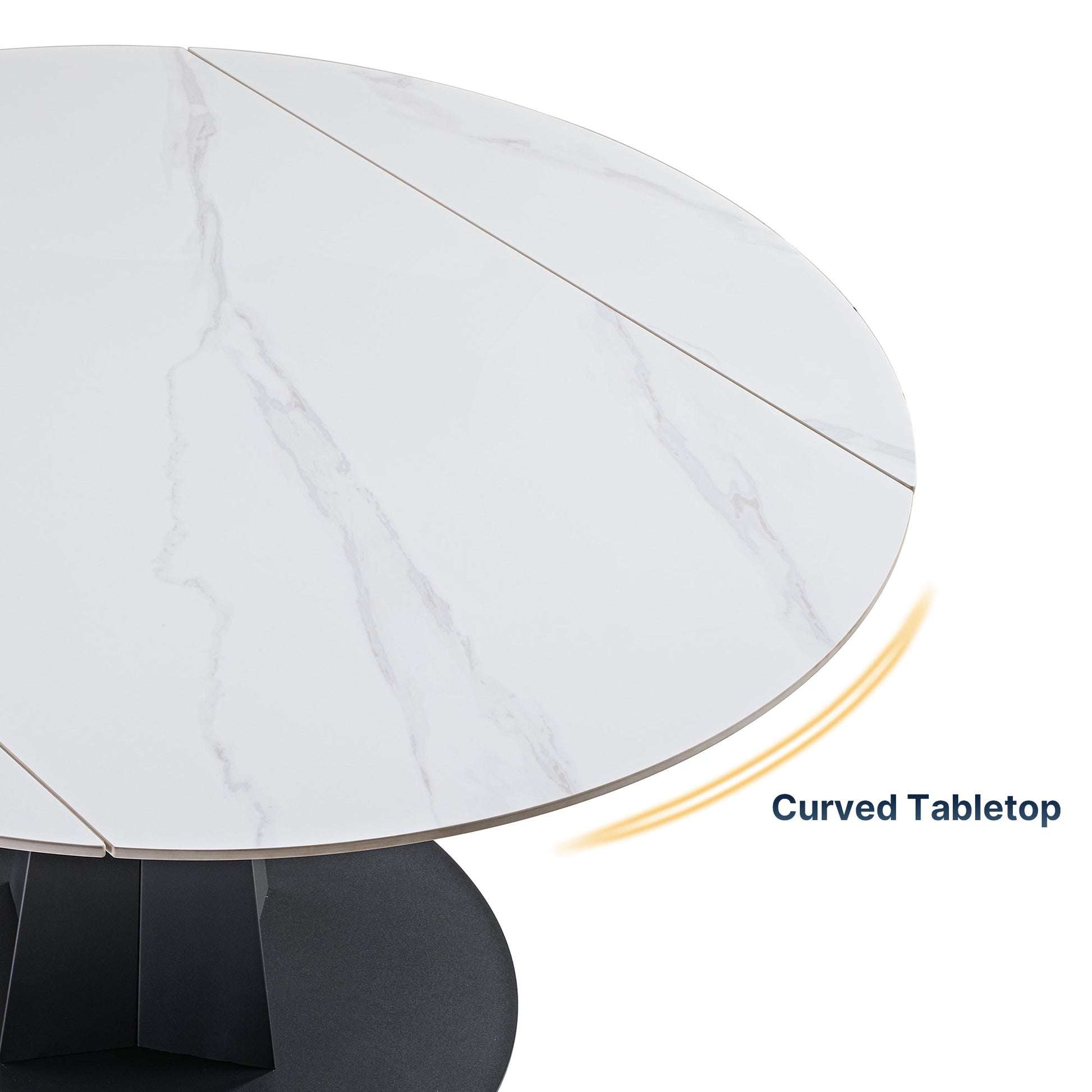 53" Round Extending Dining Table with Black Base