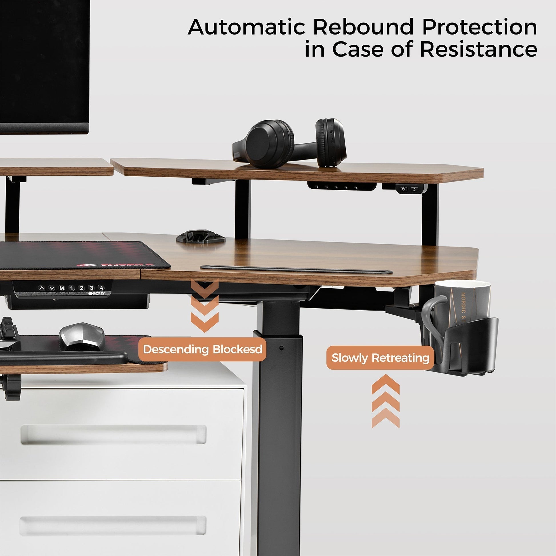 Aero Pro, 72x23 Wing Shaped Standing Desk with Accessories Set