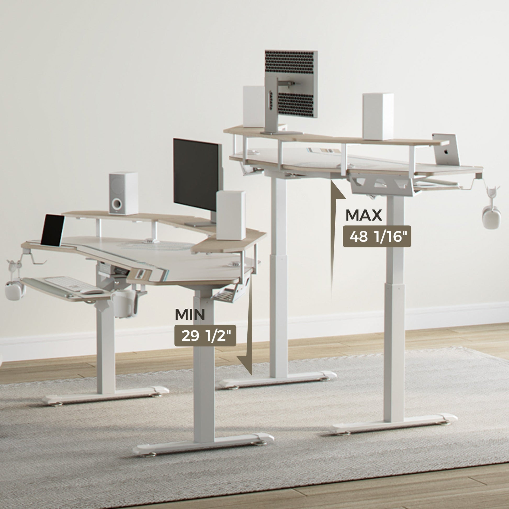 Aero Pro, 72x23 Wing Shaped Standing Desk with Accessories Set