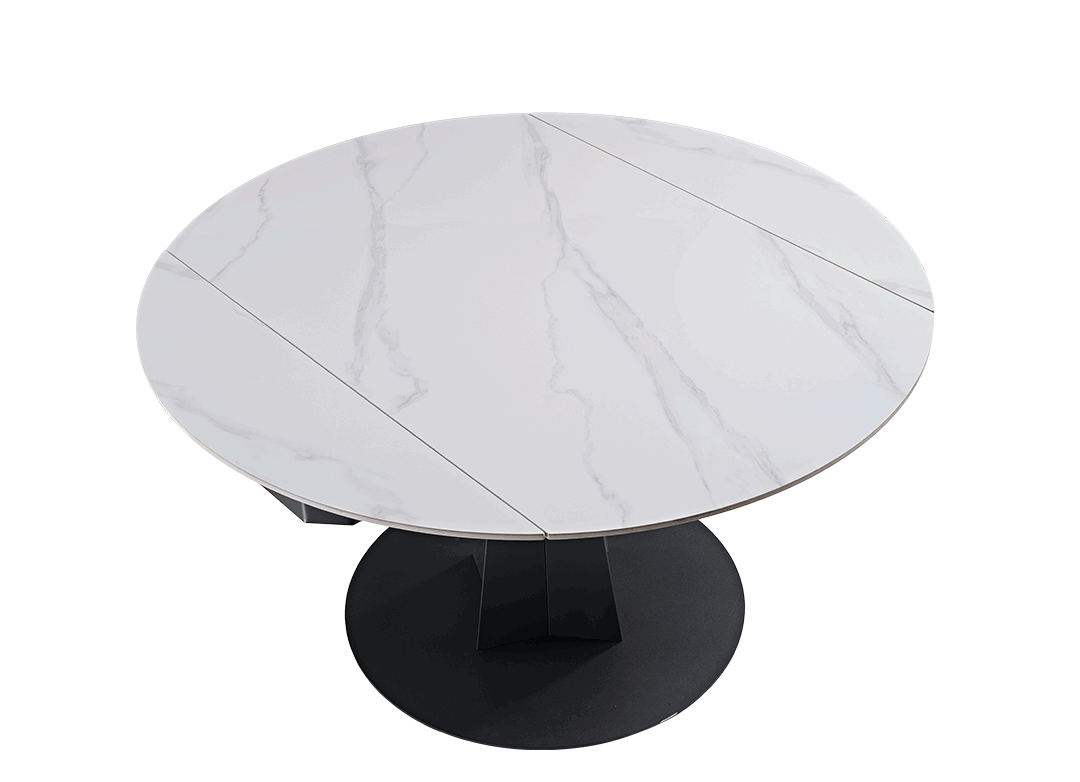 53" Round Extending Dining Table with Black Base