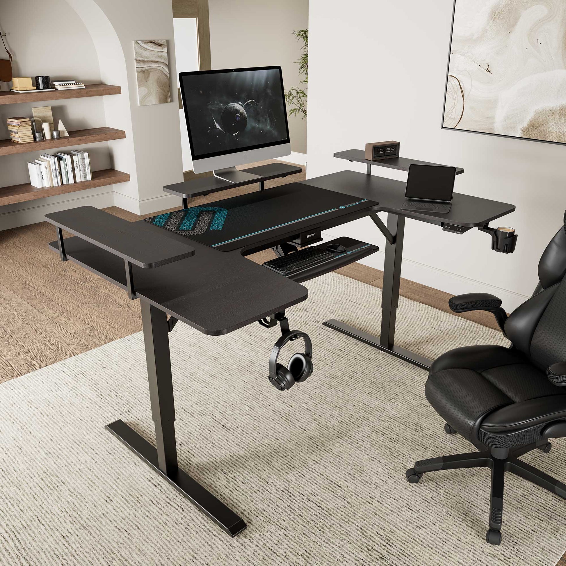 74x23 U-Shaped Standing Desk with Accessories Set