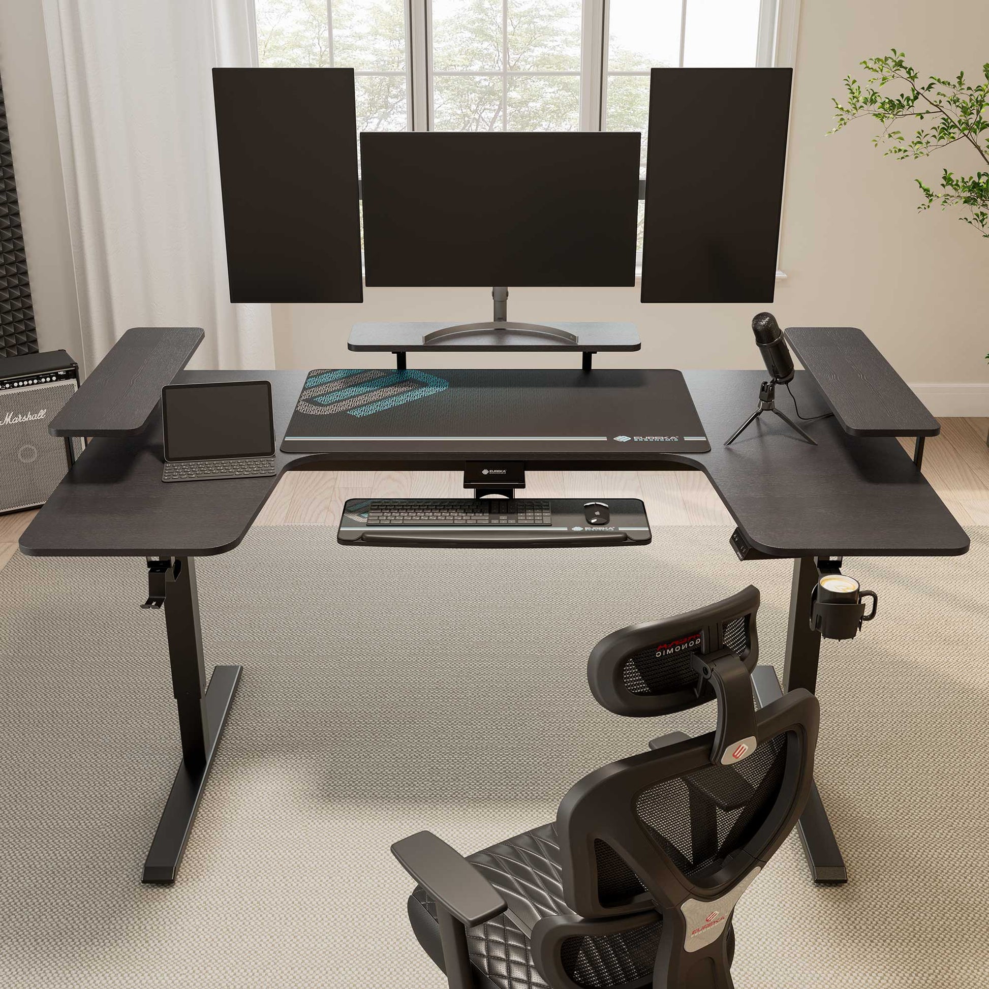 74x23 U-Shaped Standing Desk with Accessories Set