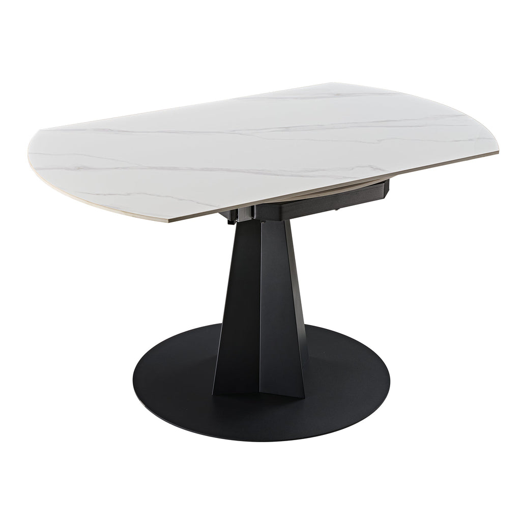 53" Round Extending Dining Table with Black Base