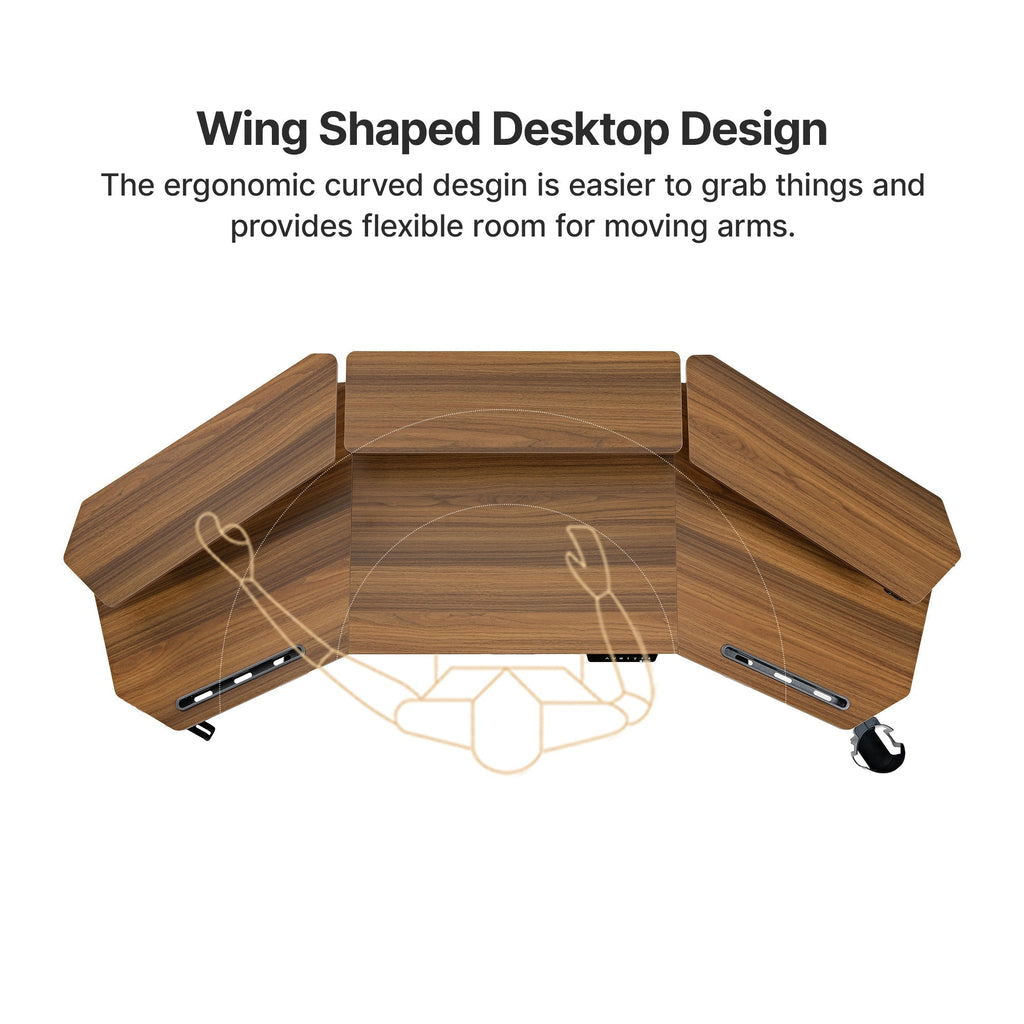Aero Pro, 72x23 Wing Shaped Standing Desk with Accessories Set