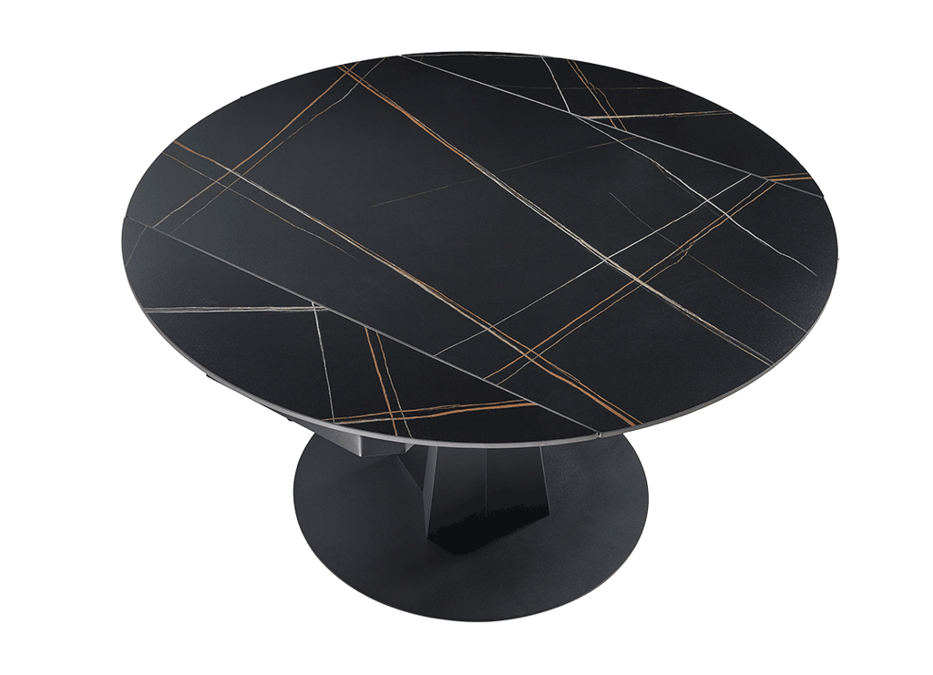 53" Round Extending Dining Table with Black Base