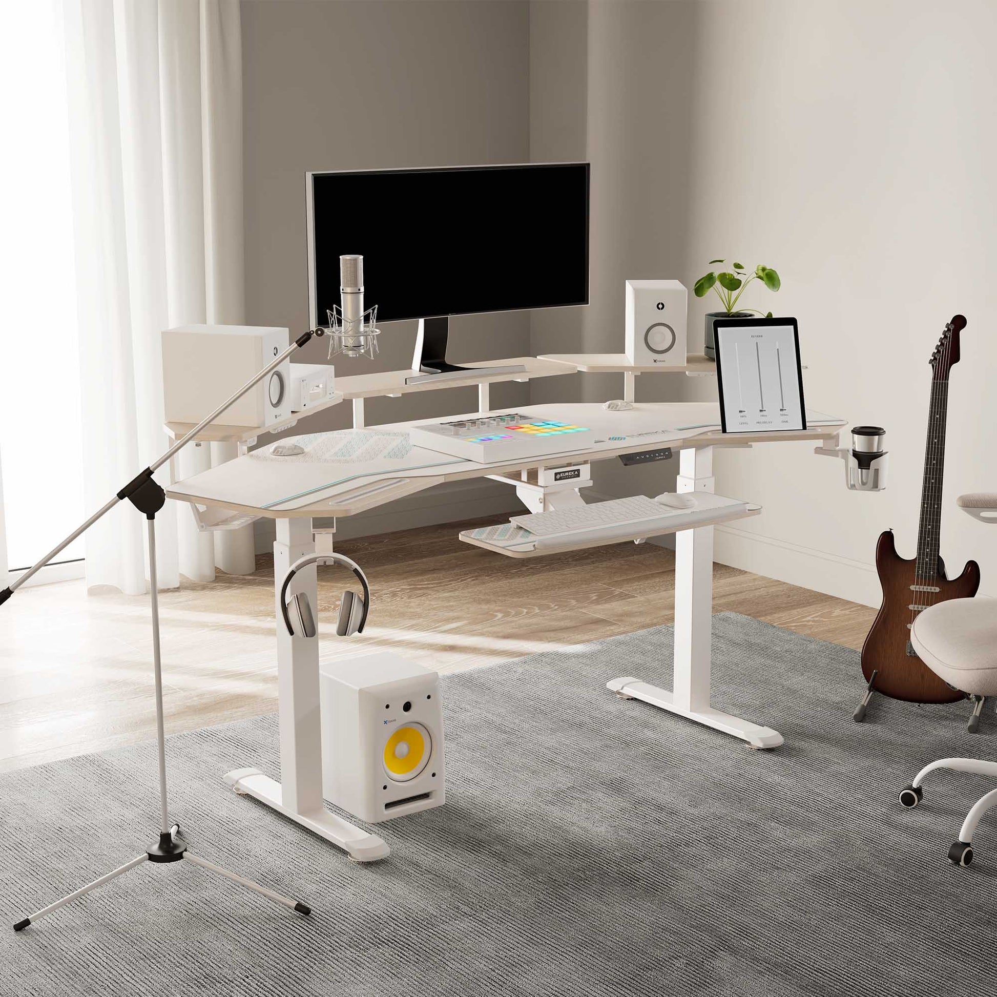 Aero Pro, 72x23 Wing Shaped Standing Desk with Accessories Set