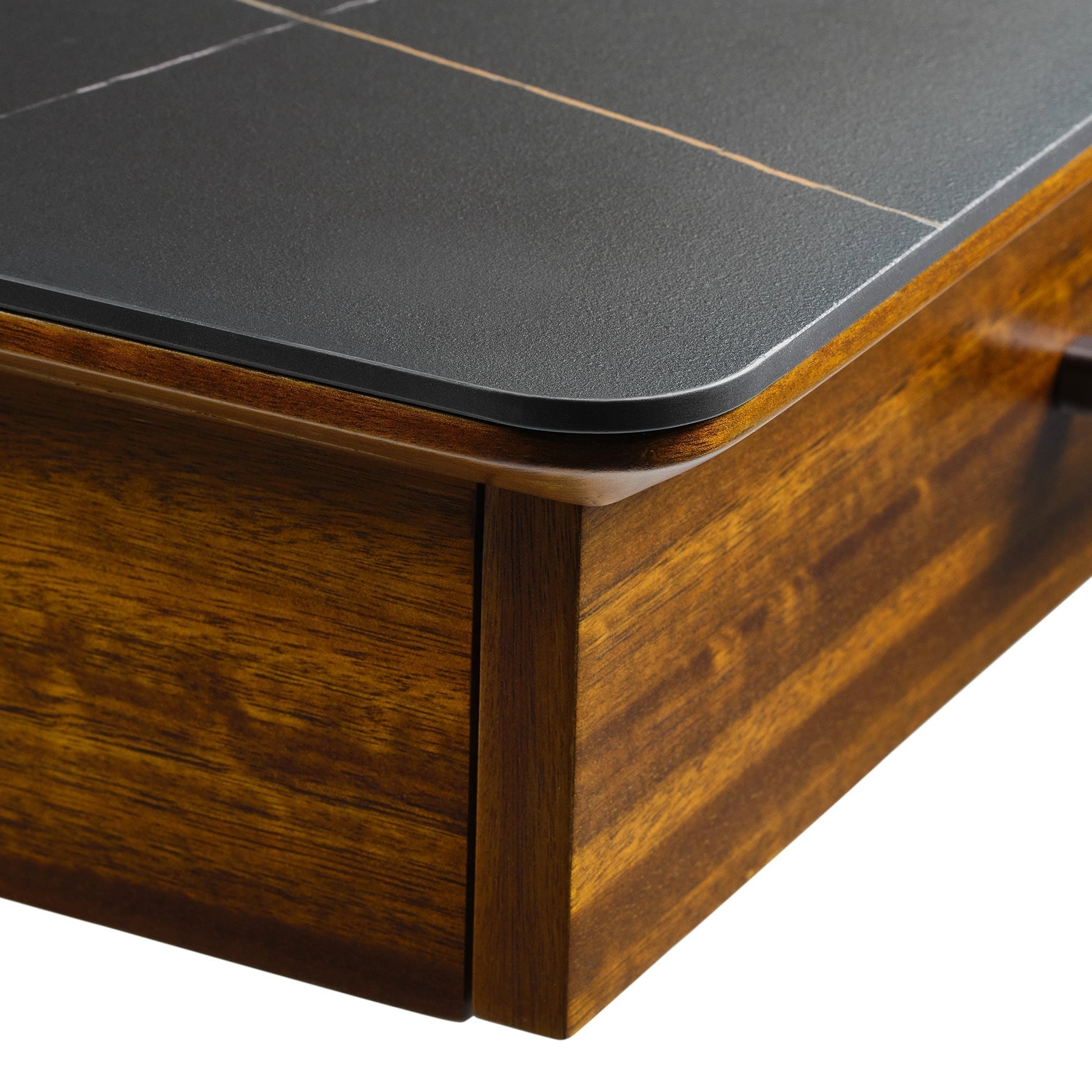 Ark L60, 63x23 L Shaped Executive Slate Standing Desk with Two-Drawer