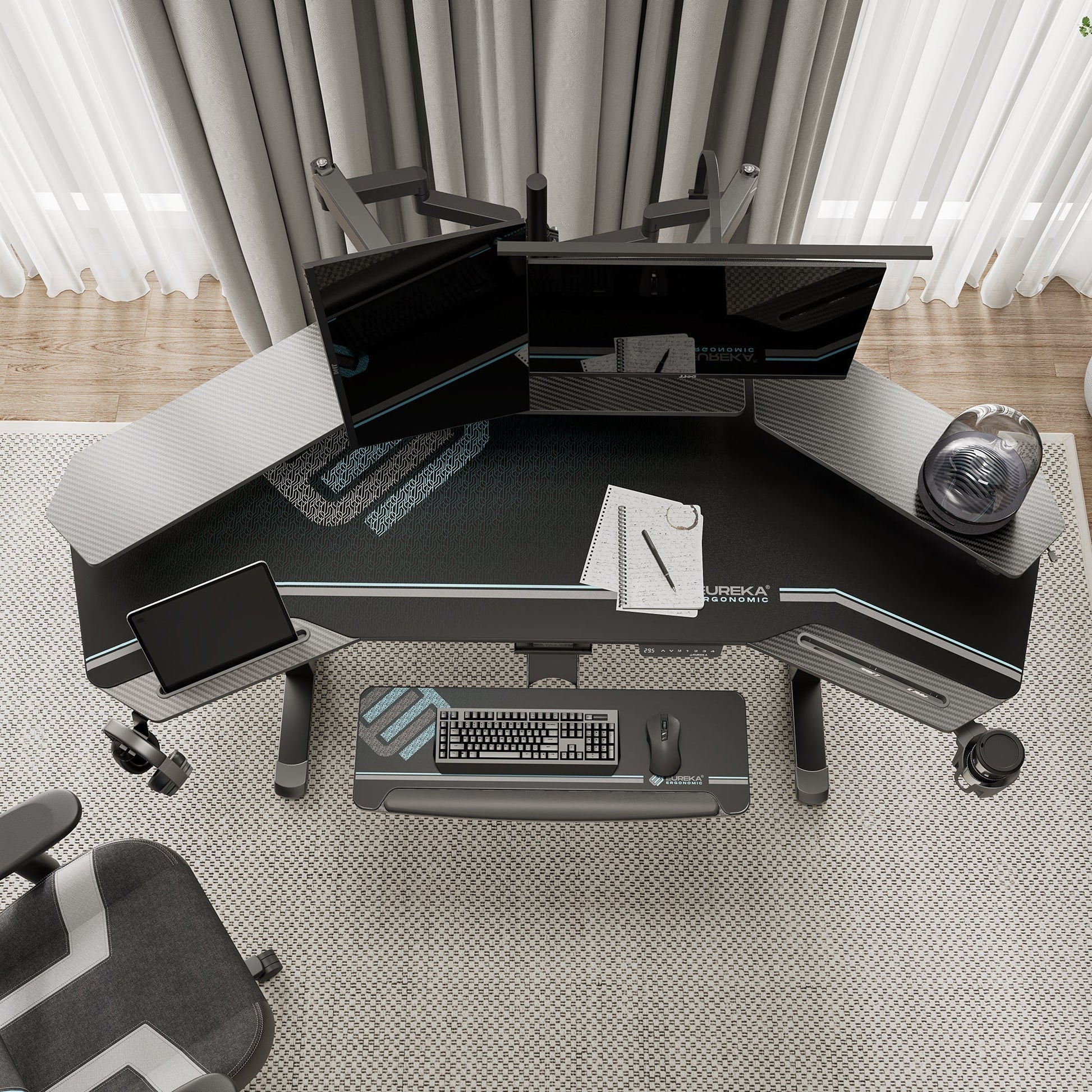 Aero Pro, 72x23 Wing Shaped Standing Desk with Accessories Set
