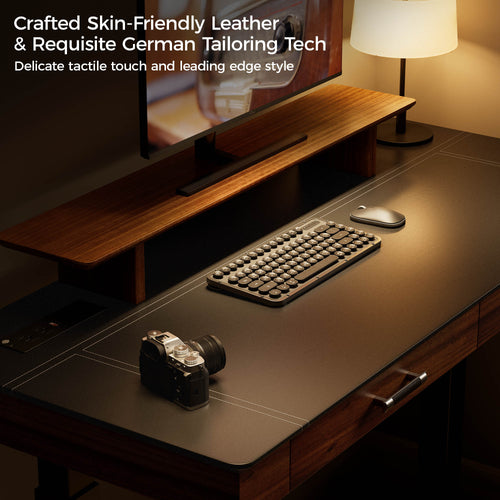 55x23 Standing Desk with Drawers, Leather Finish