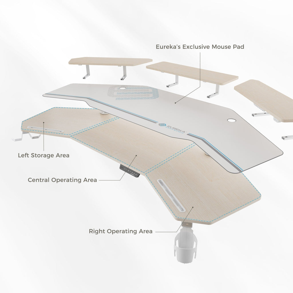 Aero Pro, 72x23 Wing Shaped Standing Desk with Accessories Set