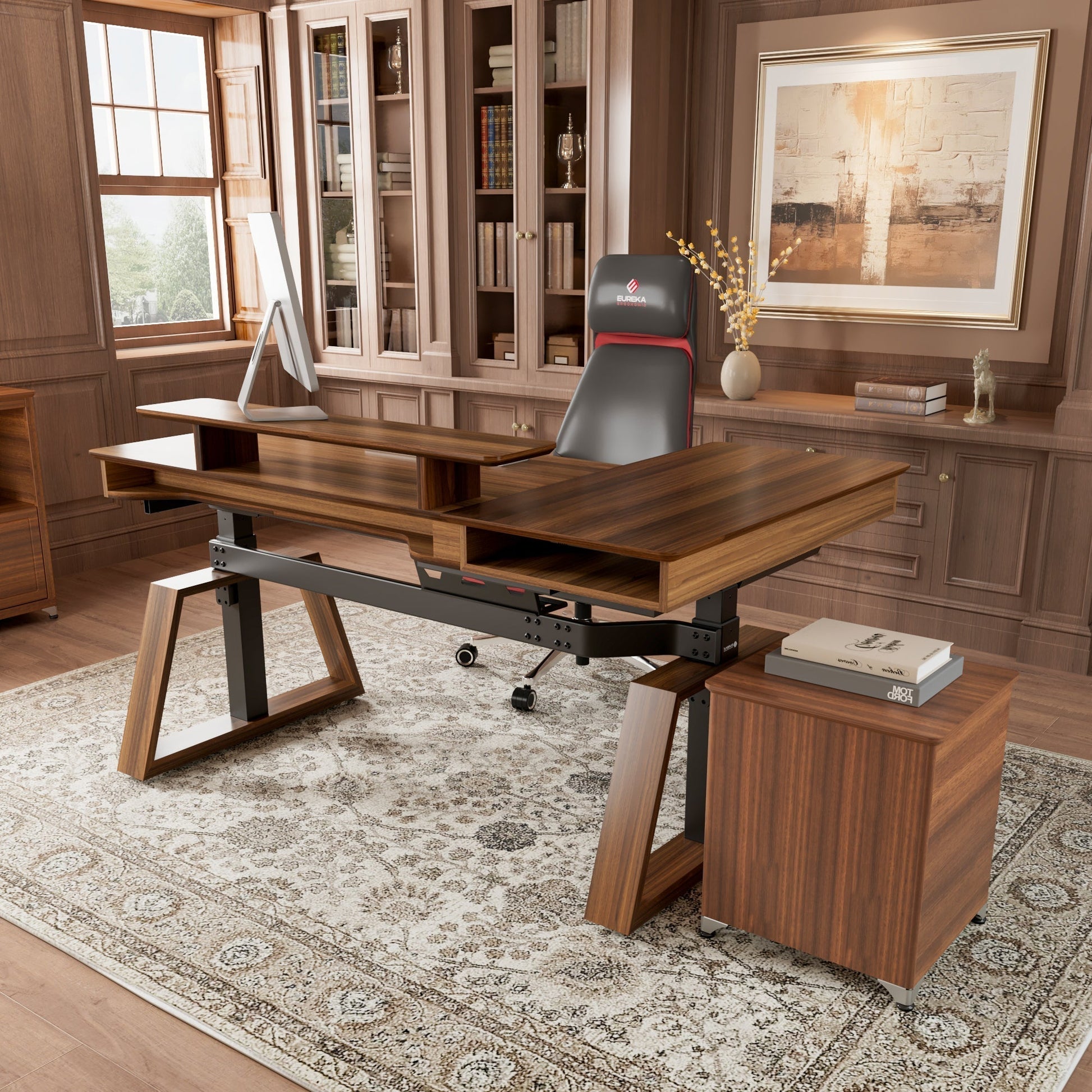 Ark L60, 63x23 L Shaped Executive Standing Desk with Two-Drawer