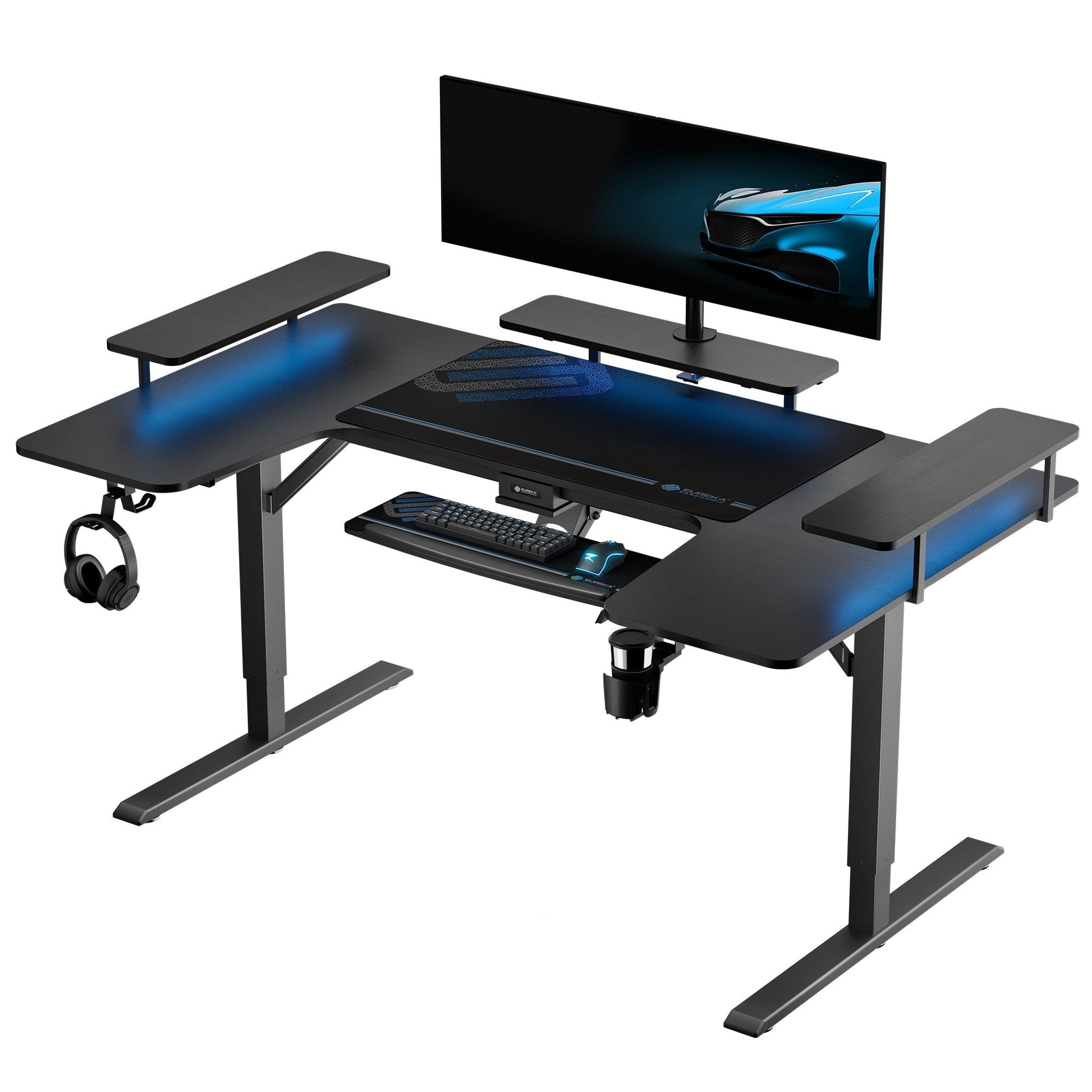 74x23 U-Shaped Standing Desk with Accessories Set