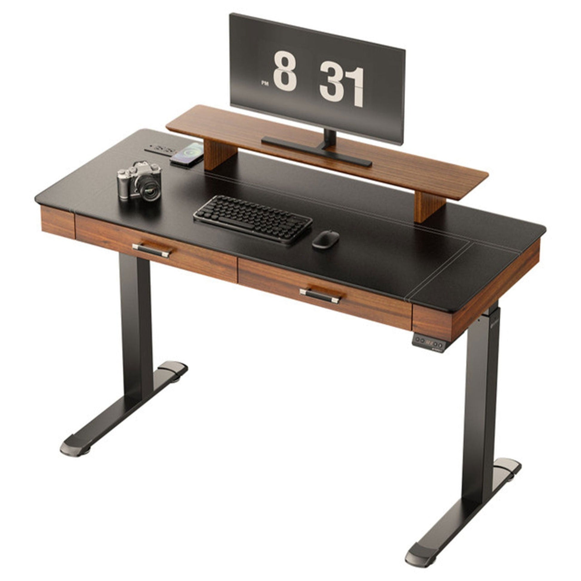 55x23 Standing Desk with Drawers, Leather Finish